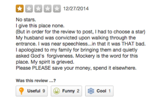 Illustration for article titled 'Asked God's Forgiveness': Grim Yelp Reviews of Christian Vacation Spots